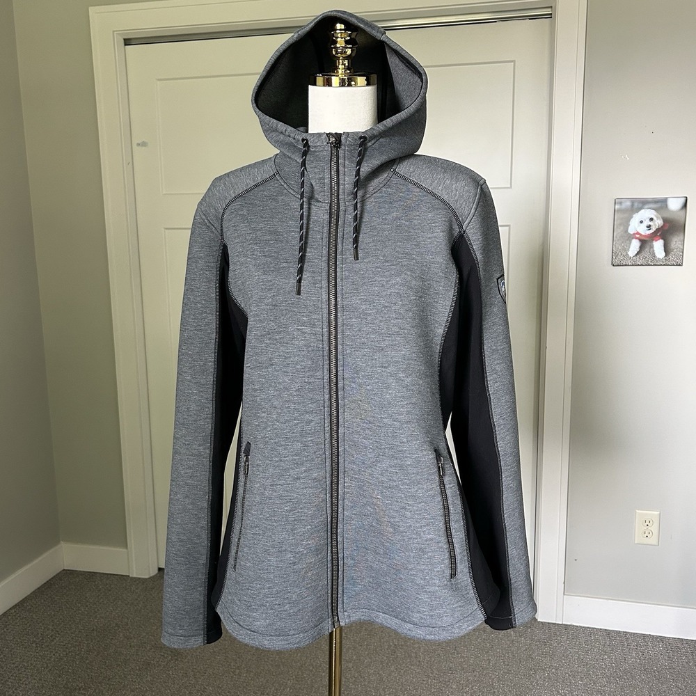 Kuhl Projekt Kestrel Hoody Women's Large Gray Black Full Zip Hiking Jacket